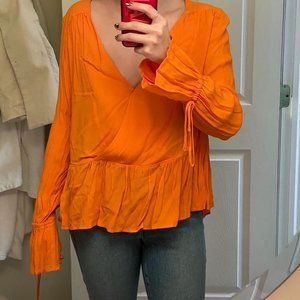 ASOS Design Orange Long Sleeve Blouse